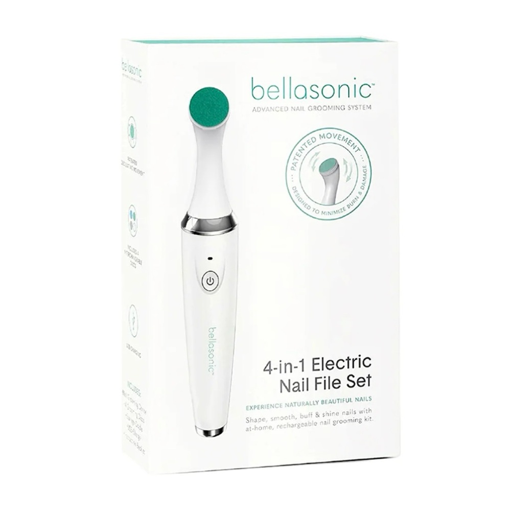 4-in-1 Electric Nail File Set - White and Silver